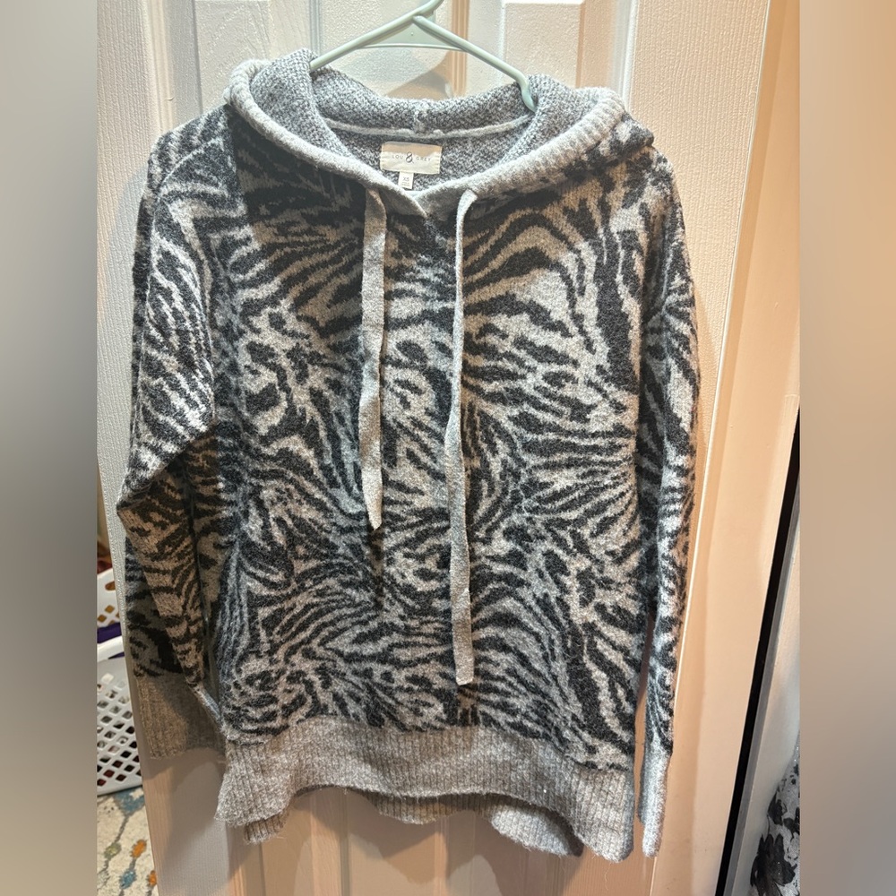 Lou & Grey Hooded Zebra Print Sweater